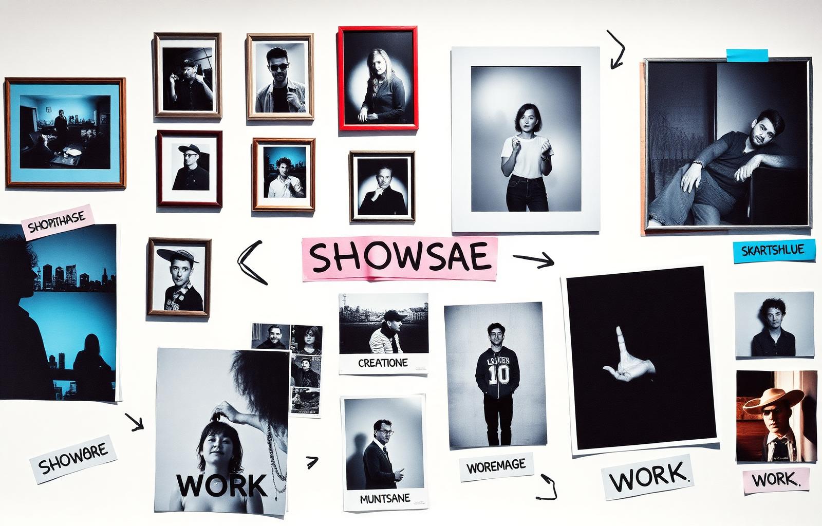 Showcase — gallery wall of portfolio frames