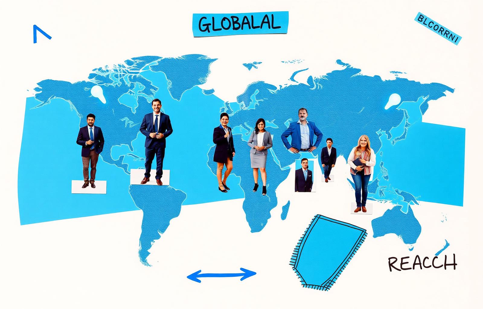 Global visibility — world map with reach pins